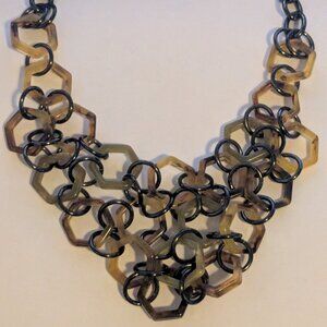 LIA SOPHIA Galapagos Faux Tortoise Shell Honeycomb Bib Necklace